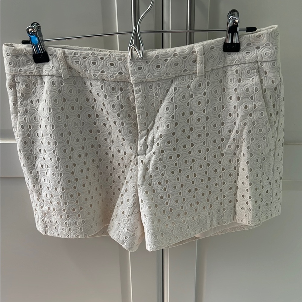 Banana Republic White Bermuda Shorts Eyelet Design